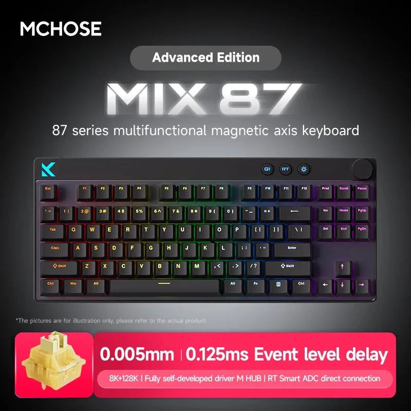 MCHOSE Mix 87 Magnetic Axis Cable E-sports Mechanical Keyboard 8K+256K Esport 0.08ms Customized Game Mount Taishan Axis GT