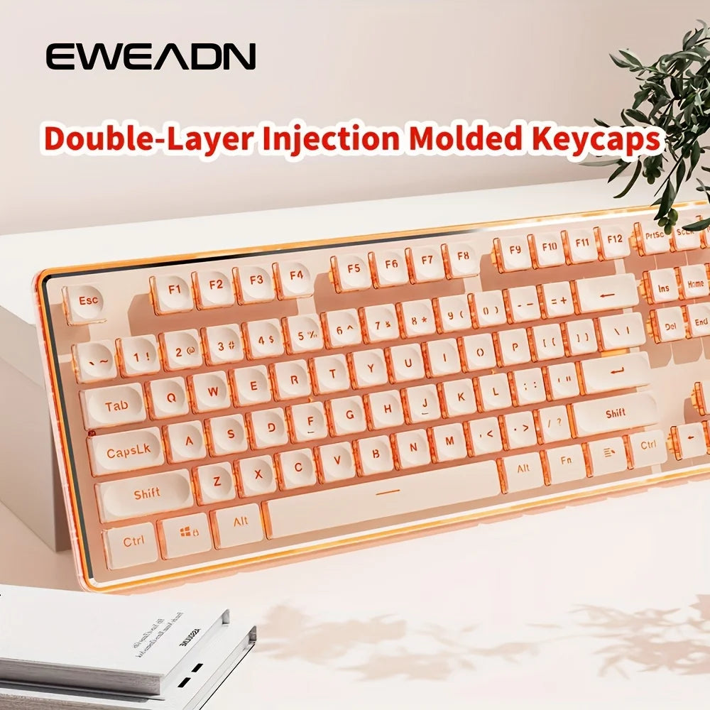 EWEADN V3 wireless and BT Membrane Keyboard, 104 Keys Full Size, quiet Keyboards light up, for office and gaming, Desktop, PCS