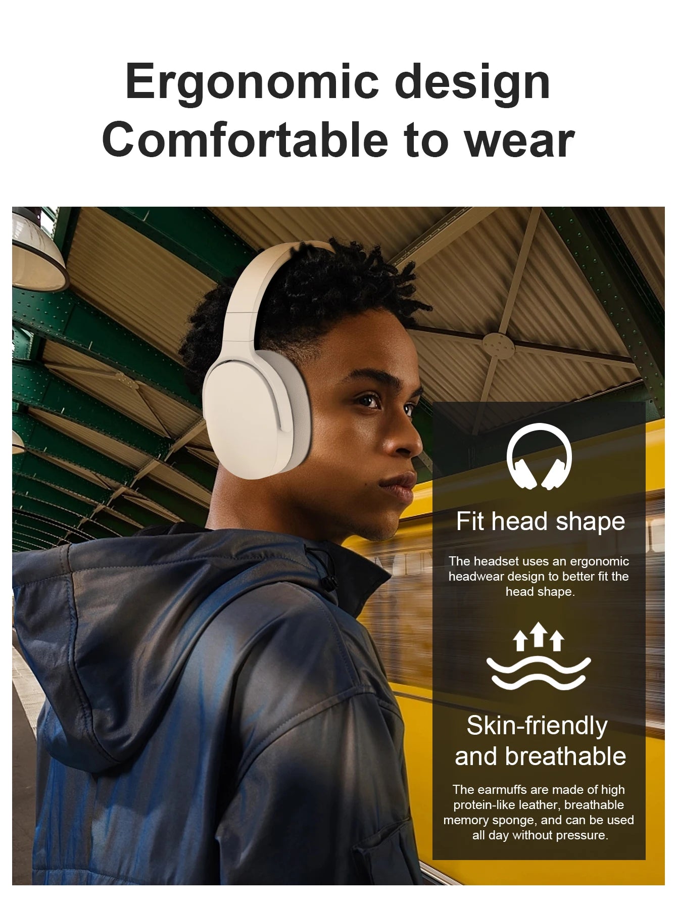 ‌Gaming Headset with Micr Wireless Bluetooth Noise Canceling HiFi Stereo Over-Ear Headphones for Mobile Phone iOS Android