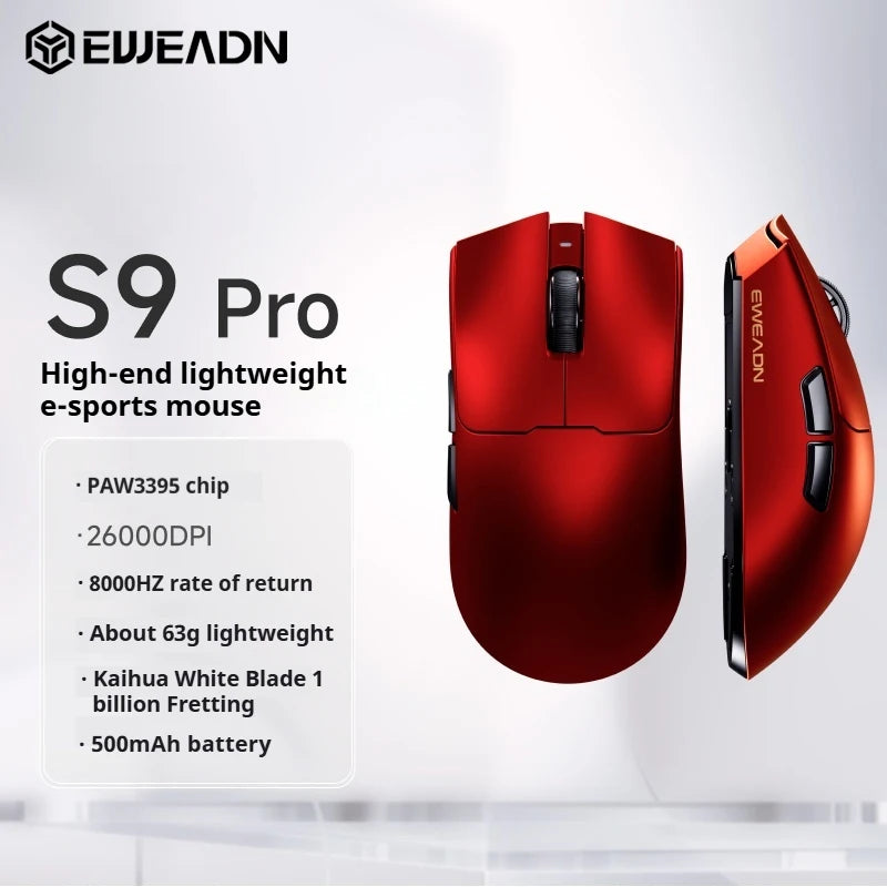 EWEADN S9 Wireless Gaming Mouse with PAW3950/3395 Sensor, Ultra-Fast Tracking, Programmable via Driver, Lightweight, Ergonomic