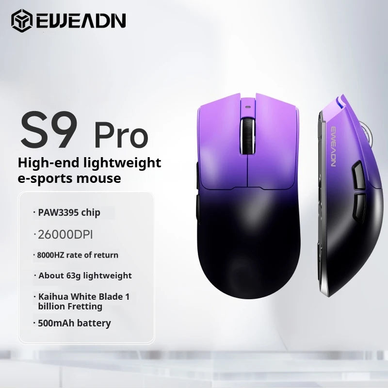 EWEADN S9 Wireless Gaming Mouse with PAW3950/3395 Sensor, Ultra-Fast Tracking, Programmable via Driver, Lightweight, Ergonomic