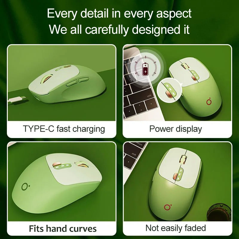 EWEADN Wireless Office Mouse,1600 DPI 2.4GHz wireless Bluetooth Rechargeable/Silent,Type-C Office Gaming Home Laptop/Desktop PCs