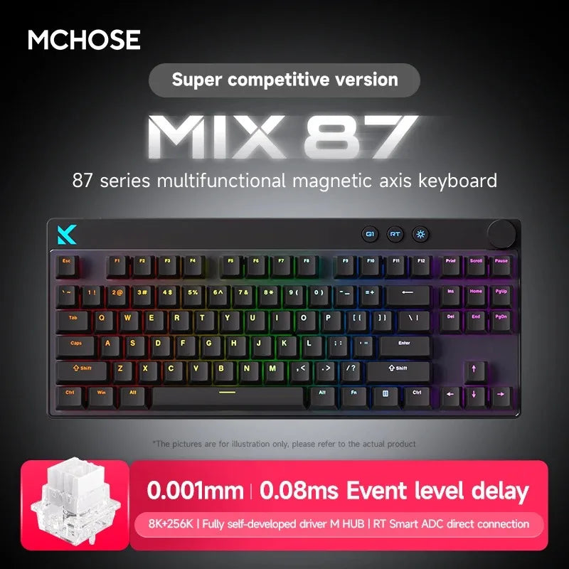 MCHOSE Mix 87 Magnetic Axis Cable E-sports Mechanical Keyboard 8K+256K Esport 0.08ms Customized Game Mount Taishan Axis GT