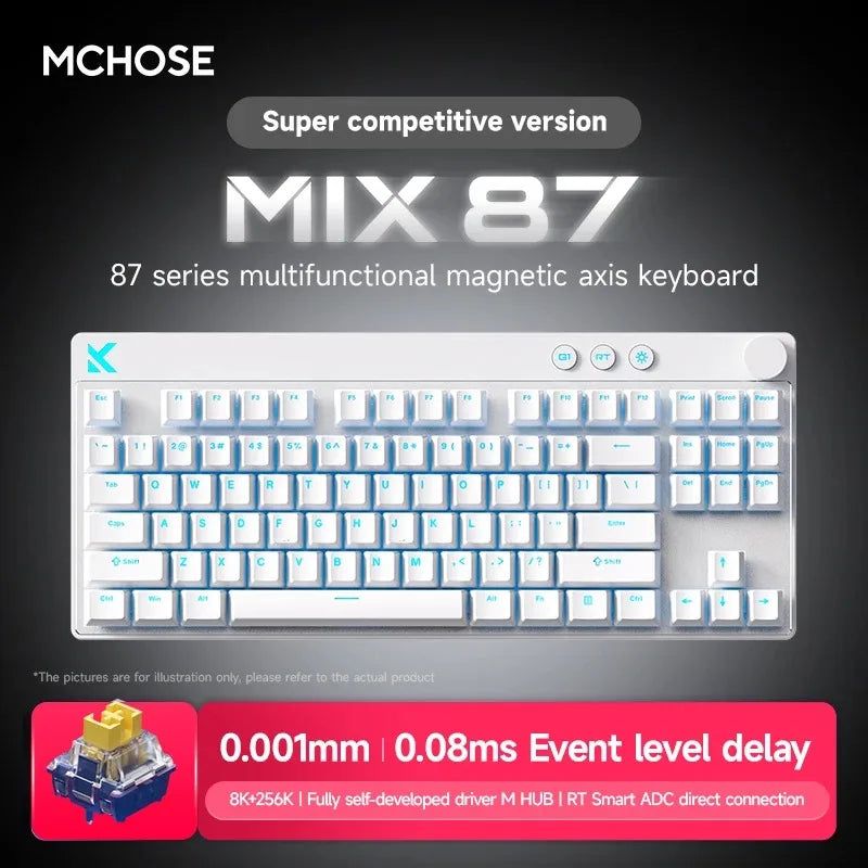 MCHOSE Mix 87 Magnetic Axis Cable E-sports Mechanical Keyboard 8K+256K Esport 0.08ms Customized Game Mount Taishan Axis GT
