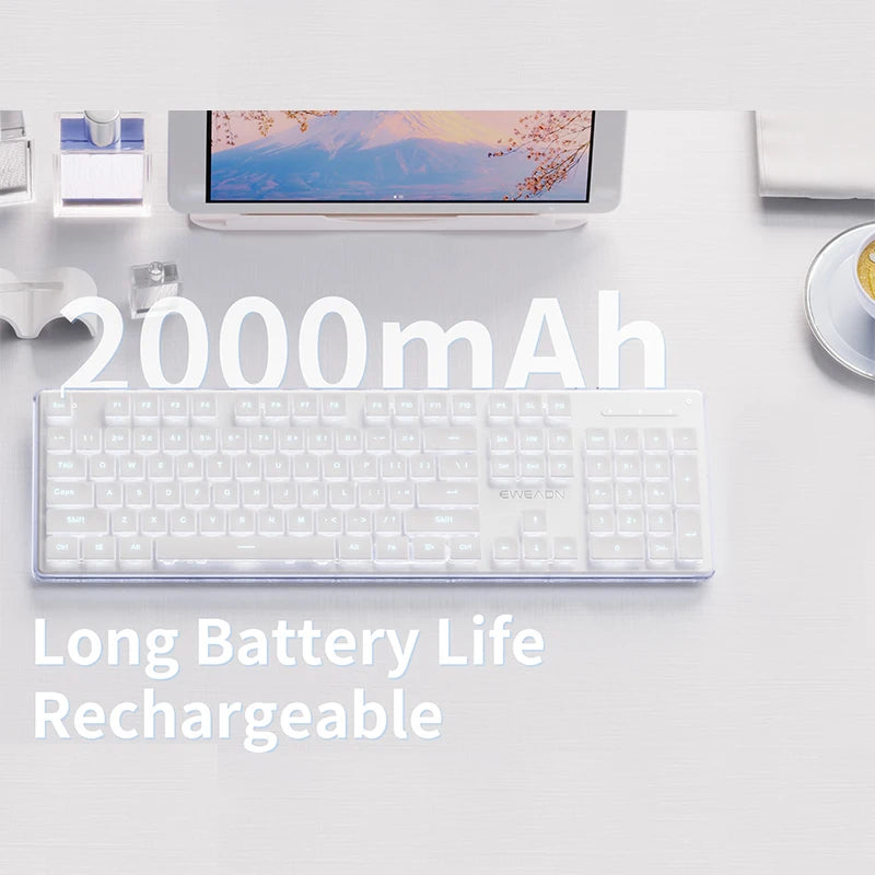 EWEADN V3 wireless and BT Membrane Keyboard, 104 Keys Full Size, quiet Keyboards light up, for office and gaming, Desktop, PCS