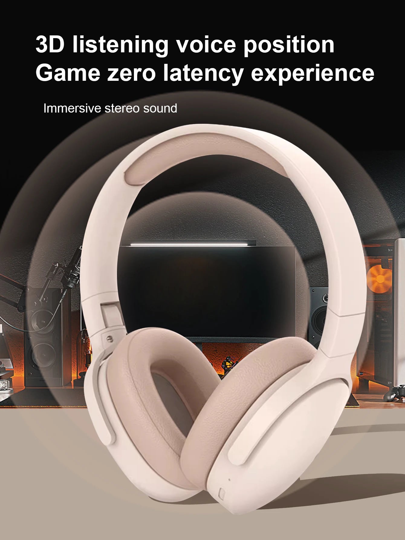 ‌Gaming Headset with Micr Wireless Bluetooth Noise Canceling HiFi Stereo Over-Ear Headphones for Mobile Phone iOS Android