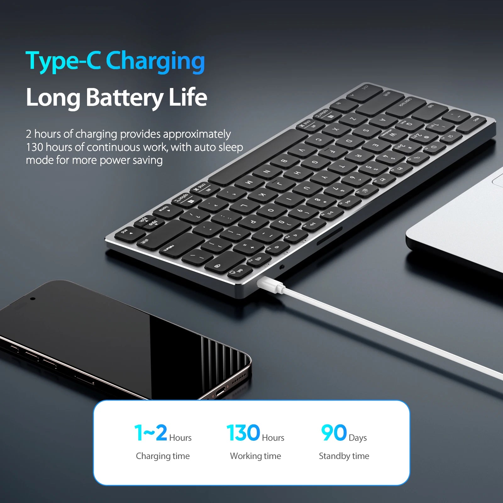 DUX DUCIS Wireless Bluetooth 5.0 Aluminum Alloy Keyboard with Universal Compatible Multi-Device for iOS iPad Android Windows Mac