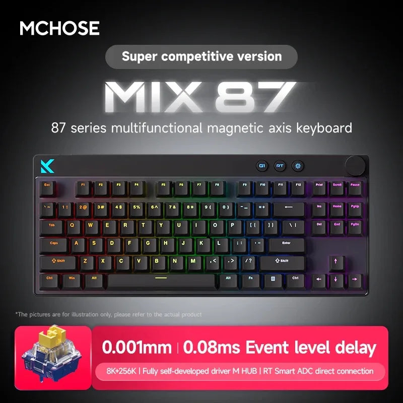 MCHOSE Mix 87 Magnetic Axis Cable E-sports Mechanical Keyboard 8K+256K Esport 0.08ms Customized Game Mount Taishan Axis GT