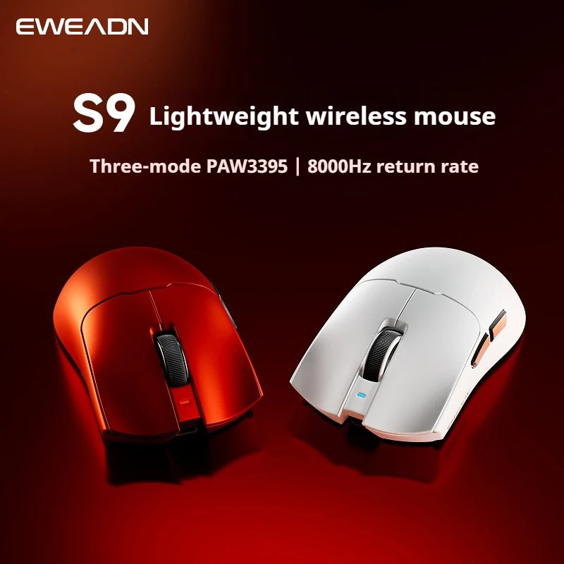 EWEADN S9 Wireless Gaming Mouse with PAW3950/3395 Sensor, Ultra-Fast Tracking, Programmable via Driver, Lightweight, Ergonomic