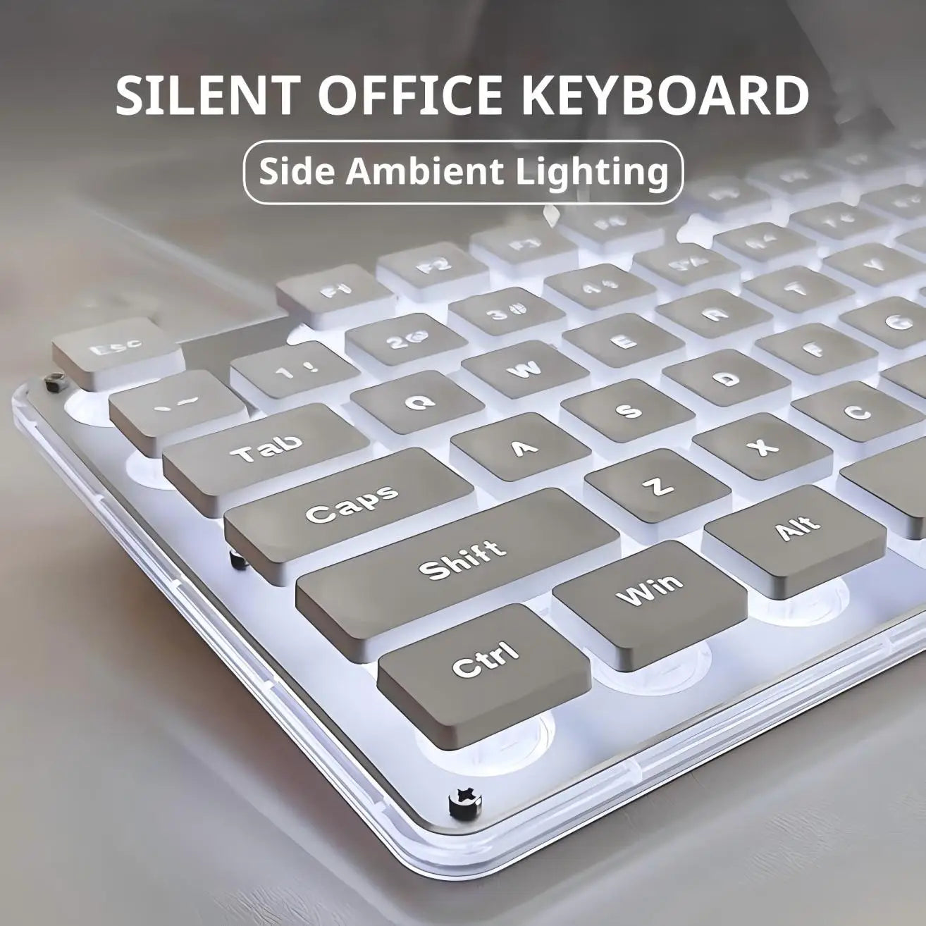 EWEADN V3 wireless and BT Membrane Keyboard, 104 Keys Full Size, quiet Keyboards light up, for office and gaming, Desktop, PCS