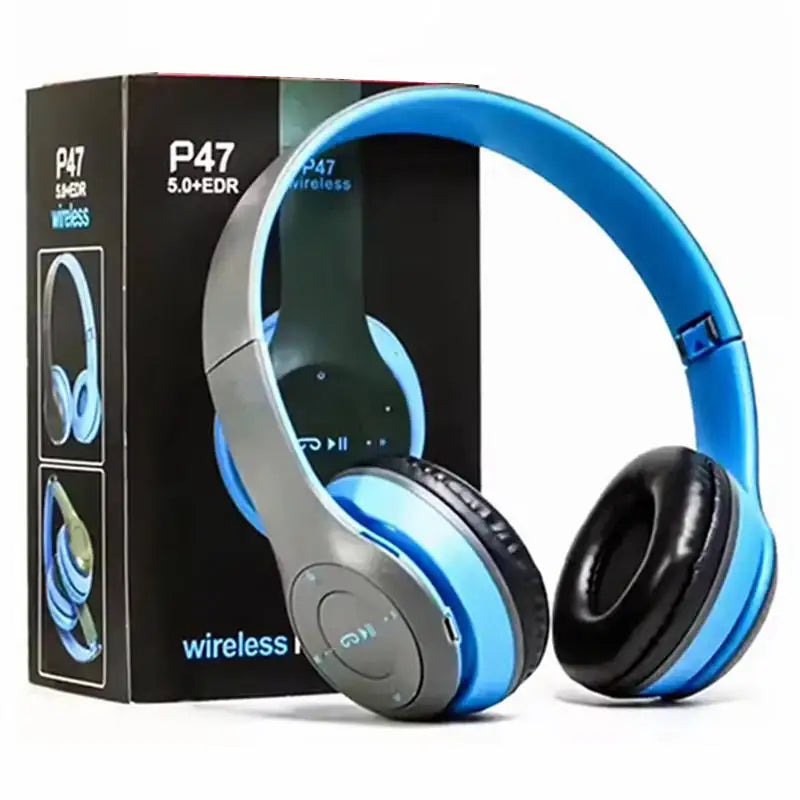 P47 Bluetooth Wireless Headphones Over-Ear Design Plastic Construction with LED Lights Surround Sound for Gaming and School