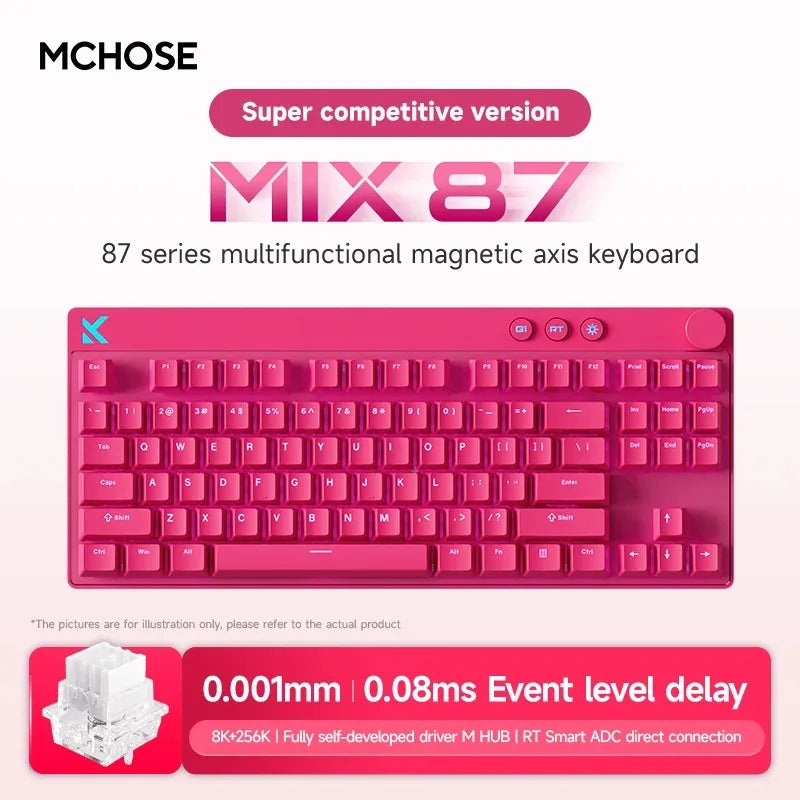 MCHOSE Mix 87 Magnetic Axis Cable E-sports Mechanical Keyboard 8K+256K Esport 0.08ms Customized Game Mount Taishan Axis GT