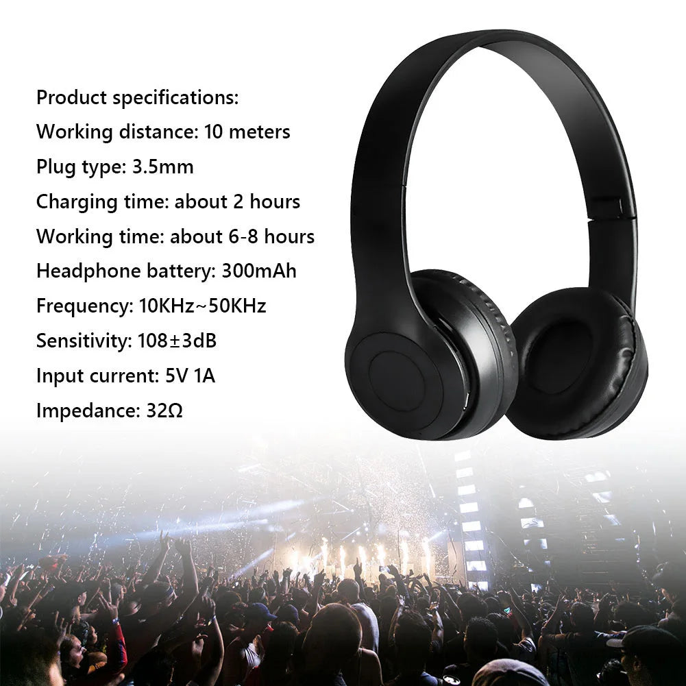 P47 Wireless Over Ear Headset Noise Cancelling Bluetooth-Compatible 5.0 Gaming Headphone Card Mp3 Player Support Hands-Free