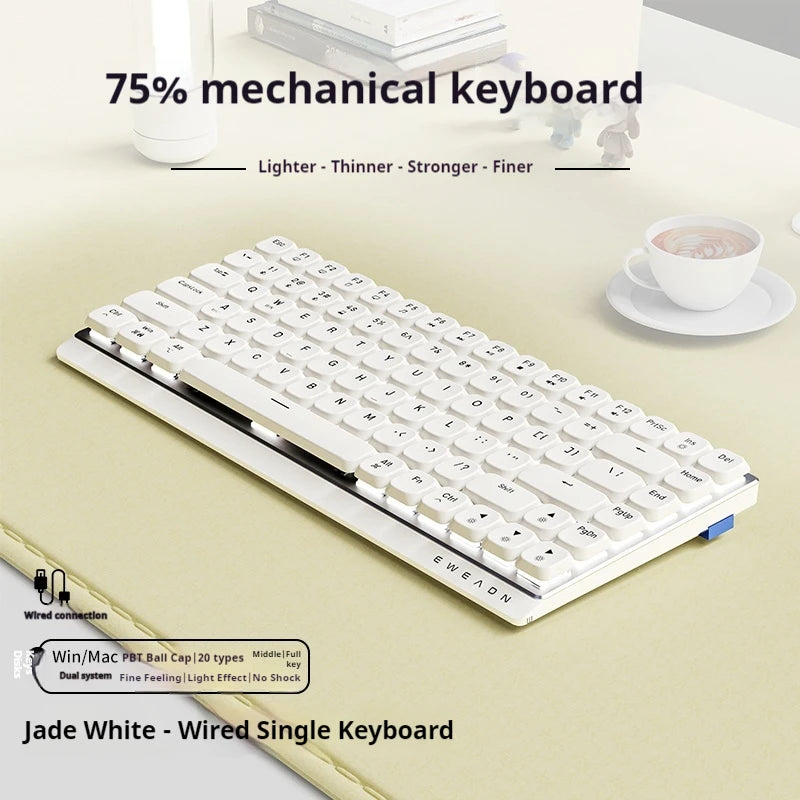 EWEADN MK84 Low-Profile Mechanical Gaming Keyboard, Wireless Bluetooth Tri-mode, Portable, Stylish Design for Gaming & Office