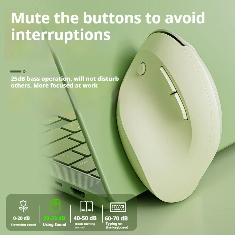 EWEADN Q7 Wireless BT + 2.4G Vertical Gaming Mouse, 6 Buttons, Silent, Adjustable Sensitivity, for Windows, Laptop, Office Work