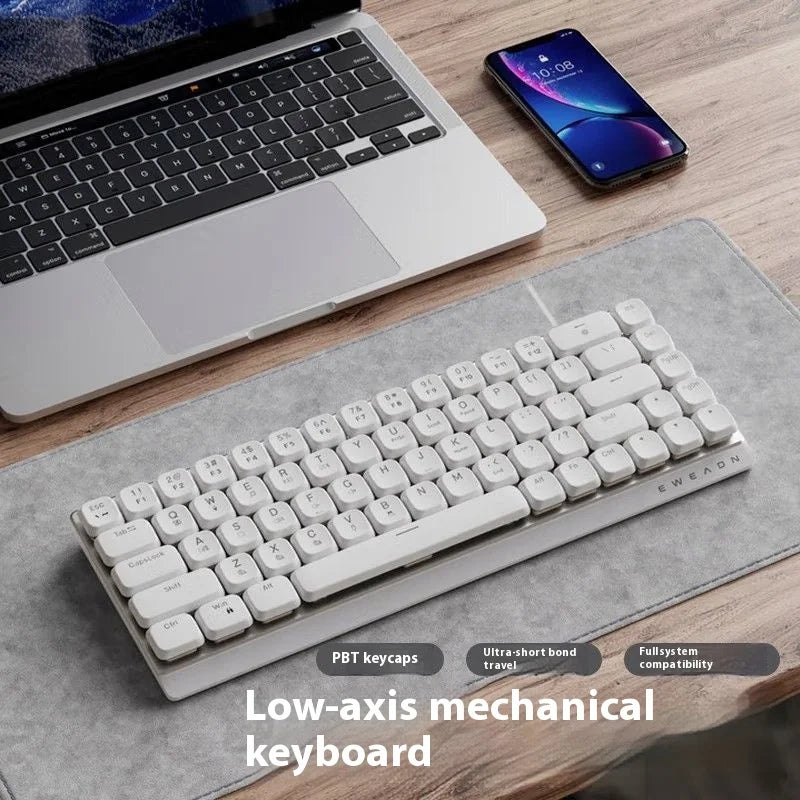 EWEADN Tri-Mode Ergonomic Wireless Gaming Keyboard,BT/2.4G/Wired,Low Profile Switch,Screen Display,Silent,Knob, for PC/Laptop