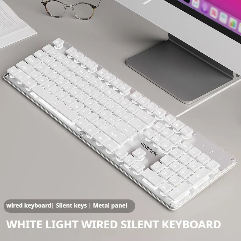 EWEADN V3 wireless and BT Membrane Keyboard, 104 Keys Full Size, quiet Keyboards light up, for office and gaming, Desktop, PCS