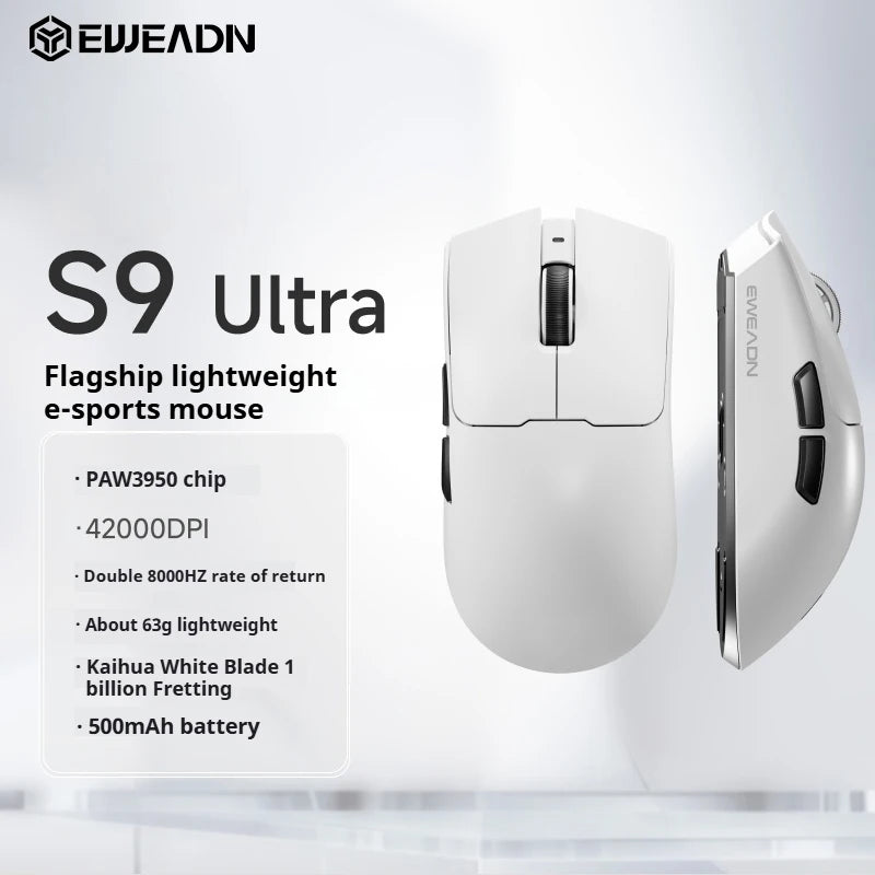 EWEADN S9 Wireless Gaming Mouse with PAW3950/3395 Sensor, Ultra-Fast Tracking, Programmable via Driver, Lightweight, Ergonomic