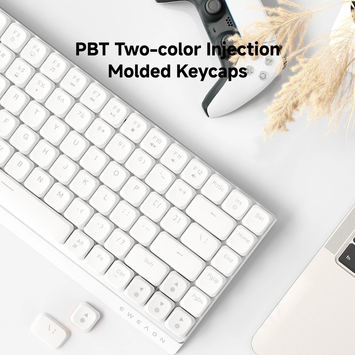 EWEADN 84 Keys Tri-Mode Low Profile Mechanical Gaming Keyboard, White Backlight, Ergonomic, for Office and Gaming, Laptop/PC