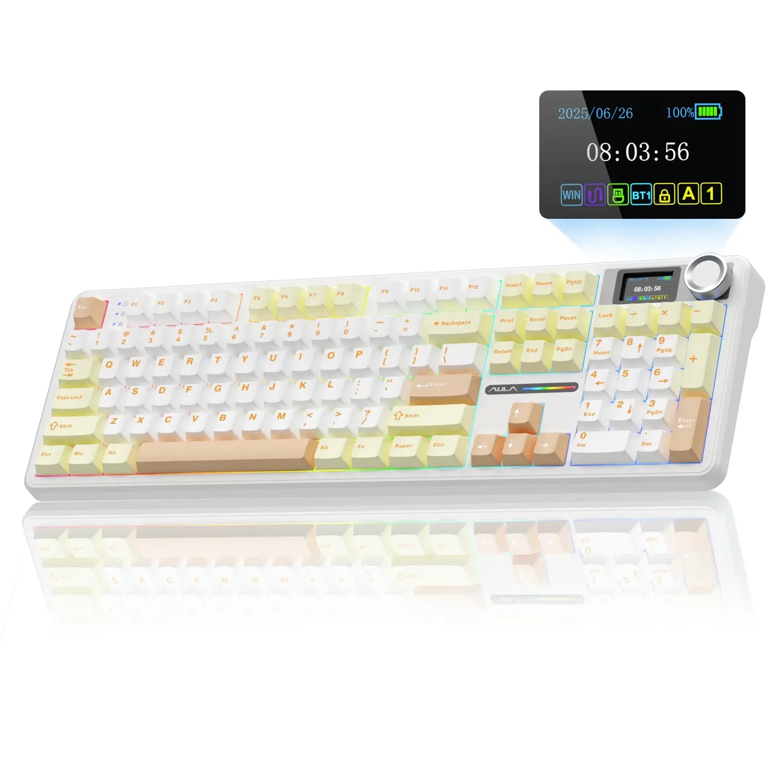 AULA F108 PRO Wireless Mechanical Keyboard 3-Mode Hot Swappable RGB Backlit Gaming Keyboard 8000mAh Pre-lubed Switches Keyboards