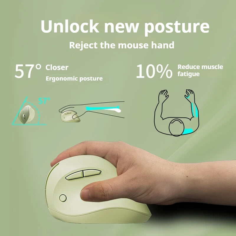 EWEADN Q7 Wireless BT + 2.4G Vertical Gaming Mouse, 6 Buttons, Silent, Adjustable Sensitivity, for Windows, Laptop, Office Work