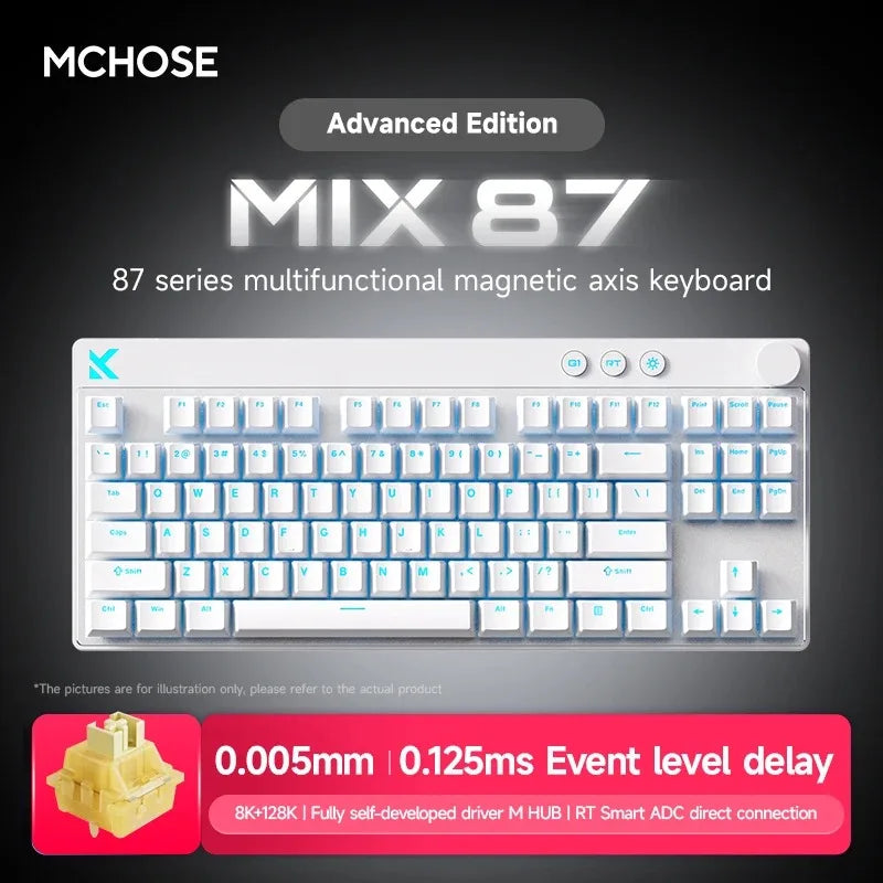 MCHOSE Mix 87 Magnetic Axis Cable E-sports Mechanical Keyboard 8K+256K Esport 0.08ms Customized Game Mount Taishan Axis GT