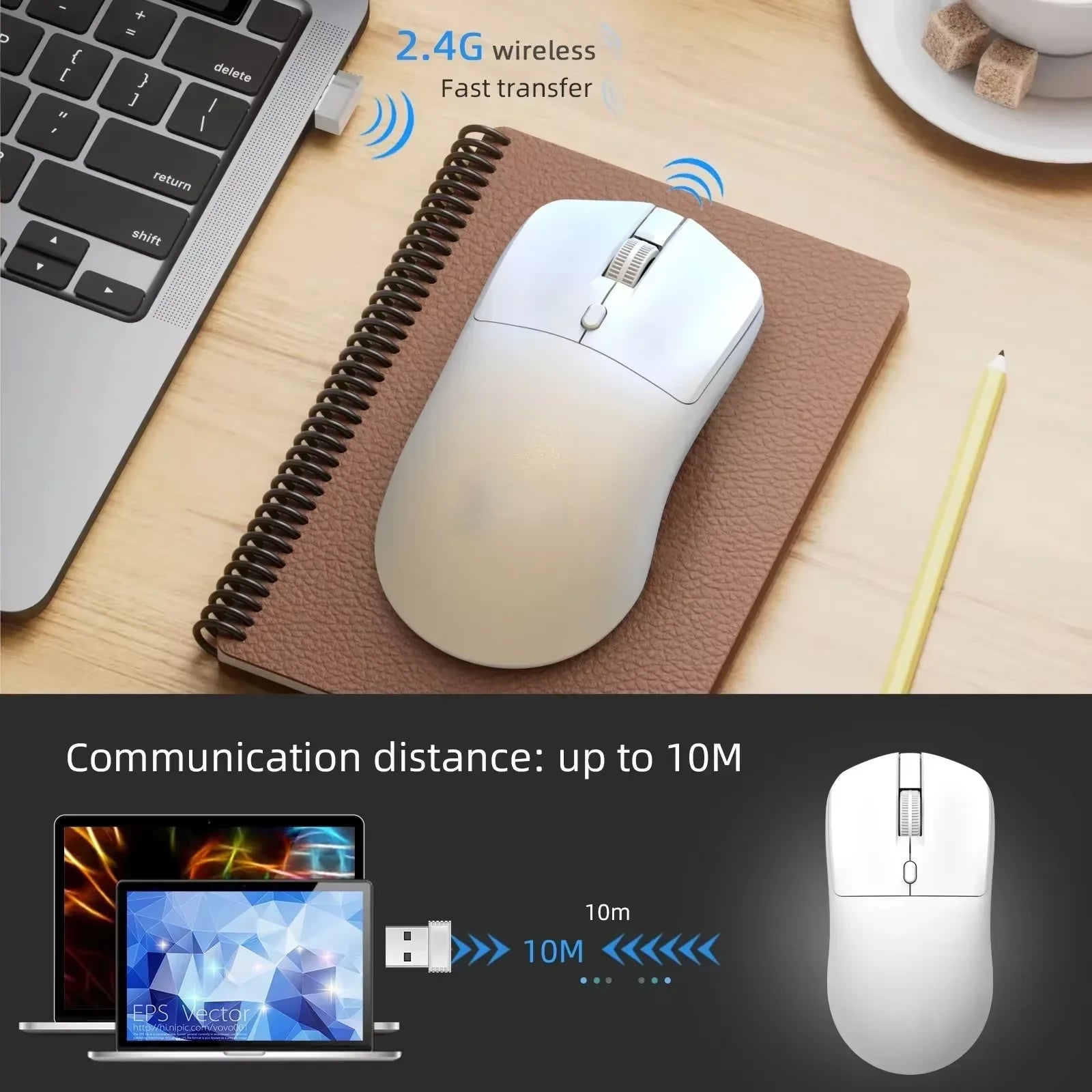 2.4G Wireless Mouse Bluetooth 5.4 Gaming Mouse Ergonomic Mice 800-1200-1600 DPI Mouse Rechargeable Office Mice for PC Laptop