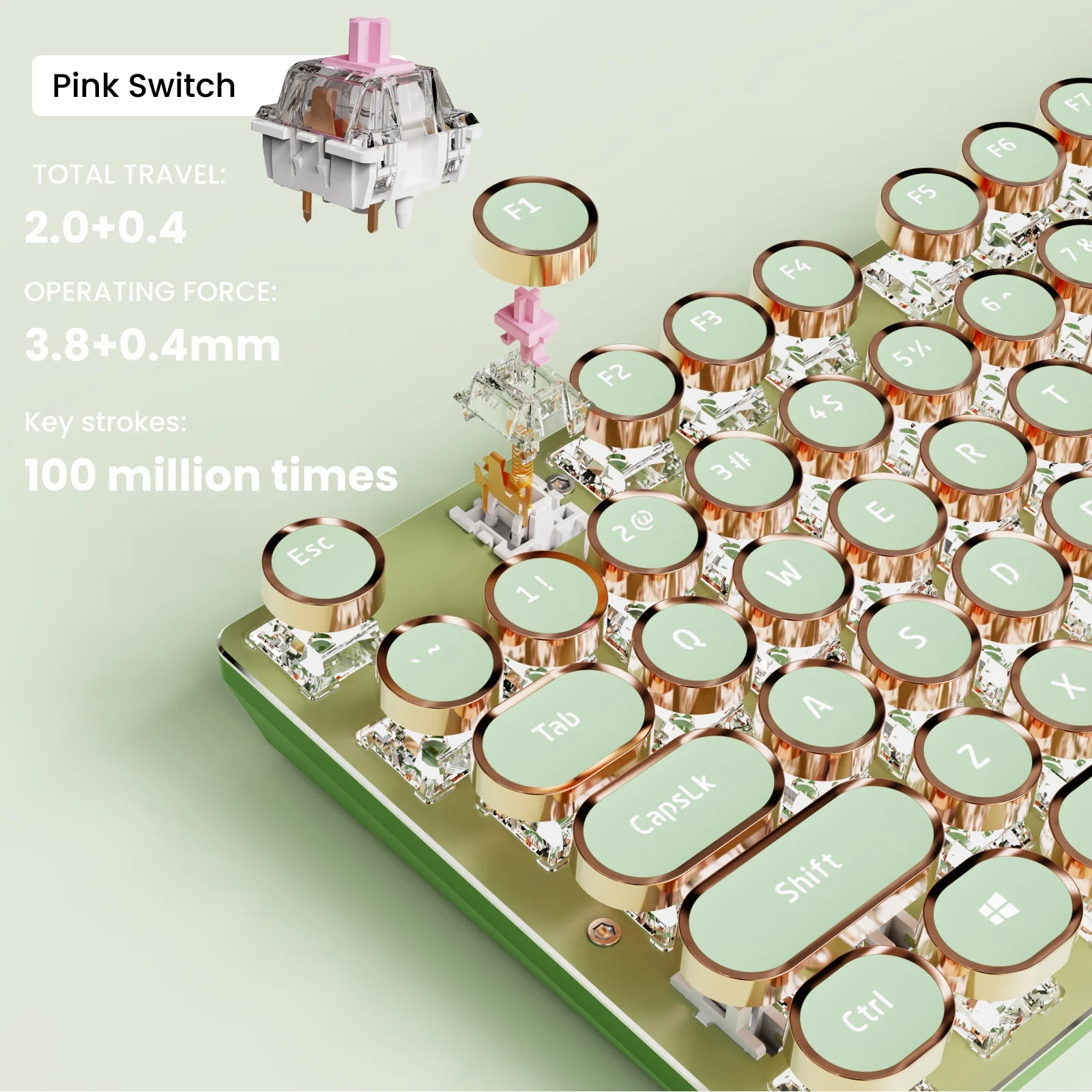 EWEADN Wireless Mechanical Keyboard,Retro Punk Typewriter,Tri-Mode,LED Backlit,Ergonomic Full-Size, for Office eSports and Game