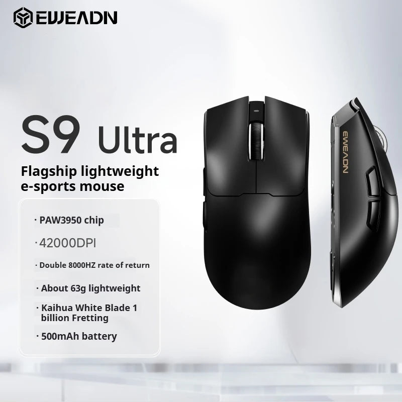 EWEADN S9 Wireless Gaming Mouse with PAW3950/3395 Sensor, Ultra-Fast Tracking, Programmable via Driver, Lightweight, Ergonomic