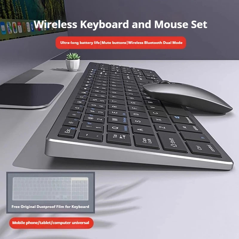 EWEADN K936 Wireless BT keyboard and mouse set, laptop office typing charging silent, Metal Panel Simplicity Easy to carry