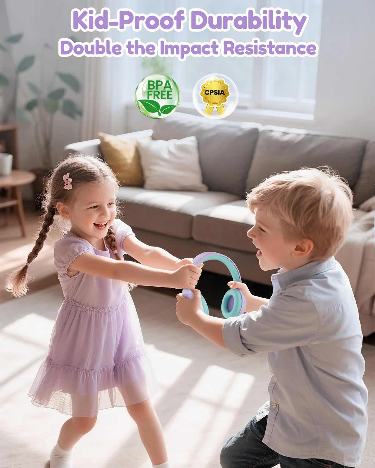 Acer Kids Bluetooth 6.0 Headphones 85/94dB Volume Limited Lightweight Over-Ear Wireless Toddler Headphones with Built-in Mic