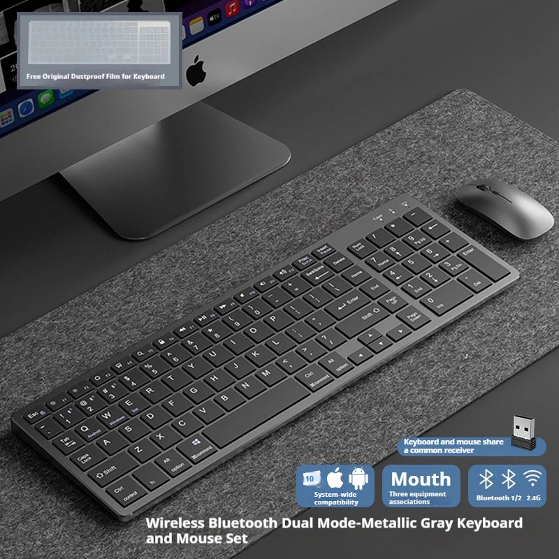 EWEADN K936 Wireless BT keyboard and mouse set, laptop office typing charging silent, Metal Panel Simplicity Easy to carry