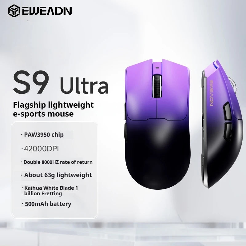 EWEADN S9 Wireless Gaming Mouse with PAW3950/3395 Sensor, Ultra-Fast Tracking, Programmable via Driver, Lightweight, Ergonomic