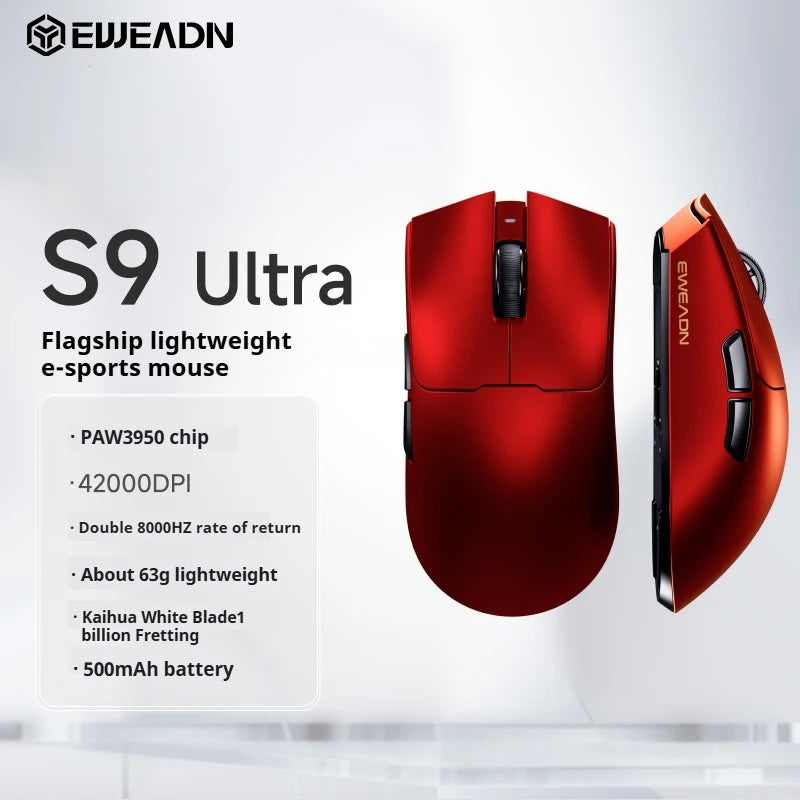 EWEADN S9 Wireless Gaming Mouse with PAW3950/3395 Sensor, Ultra-Fast Tracking, Programmable via Driver, Lightweight, Ergonomic