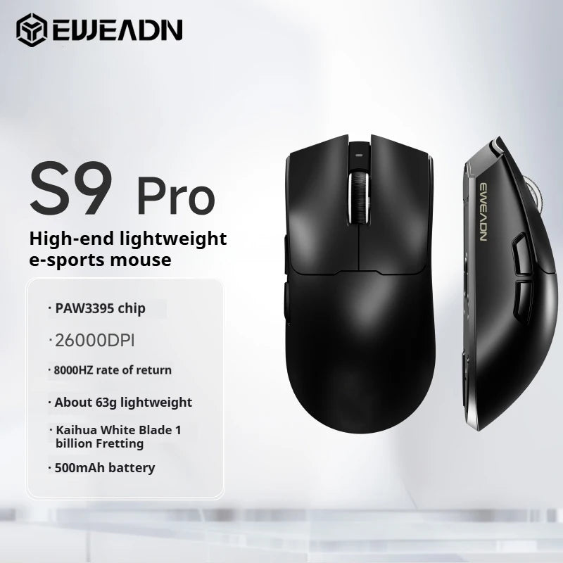 EWEADN S9 Wireless Gaming Mouse with PAW3950/3395 Sensor, Ultra-Fast Tracking, Programmable via Driver, Lightweight, Ergonomic